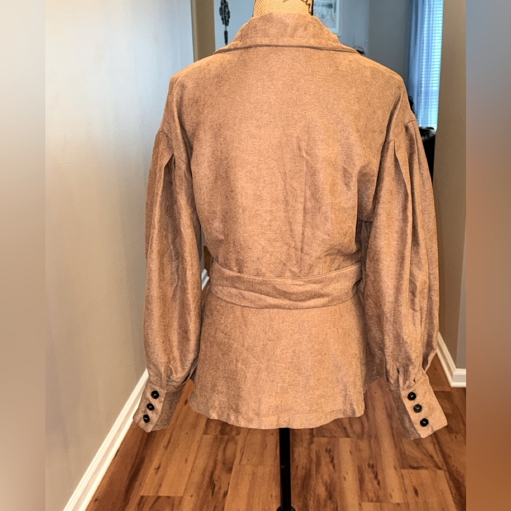 12th Tribe Russet Brown Balloon sleeve belted Western Earth tone blazer jacket M - Picture 4 of 9